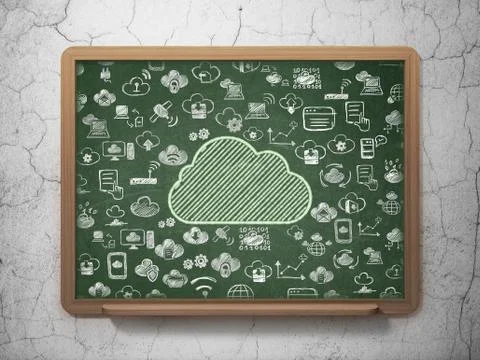 Cloud networking concept: Cloud on School board background Stock Illustration