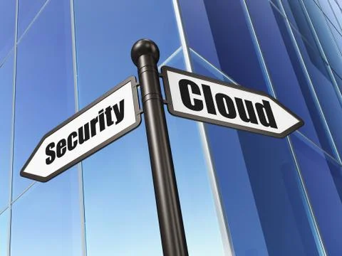 Cloud networking concept: Cloud Security on Building background Ilustración de archivo