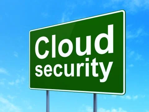 Cloud networking concept: Cloud Security on road sign background Illustrazione stock