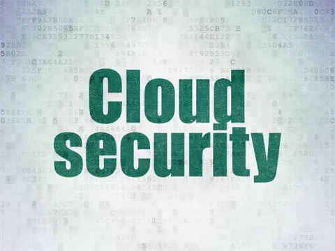 Cloud networking concept: Cloud Security on Digital Data Paper background Illustrazione stock