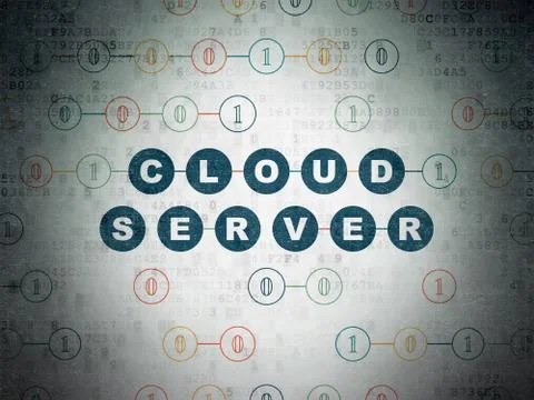 Cloud networking concept: Cloud Server on Digital Data Paper background Illustrazione stock