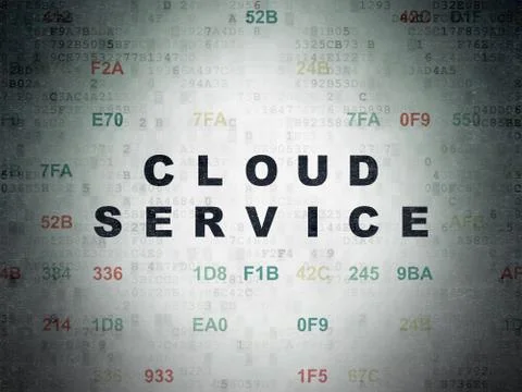 Cloud networking concept: Cloud Service on Digital Data Paper background Illustrazione stock