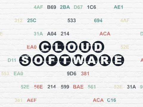 Cloud networking concept: Cloud Software on wall background Stock-Illustration