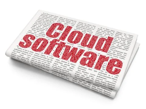 Cloud networking concept: Cloud Software on Newspaper background Illustrazione stock