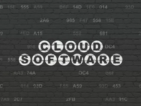 Cloud networking concept: Cloud Software on wall background Stock-Illustration