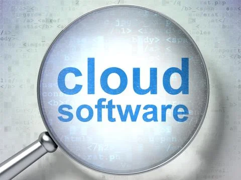 Cloud networking concept: Cloud Software with optical glass Illustrazione stock