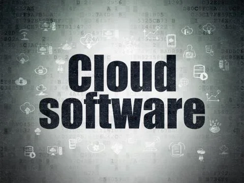 Cloud networking concept: Cloud Software on Digital Data Paper background Stock Illustration