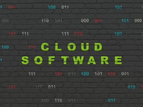 Cloud networking concept: Cloud Software on wall background Stock Illustration