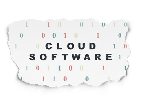 Cloud networking concept: Cloud Software on Torn Paper background Stock Illustration