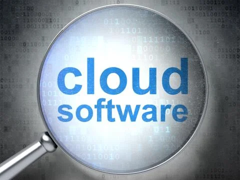 Cloud networking concept: Cloud Software with optical glass 스톡 일러스트