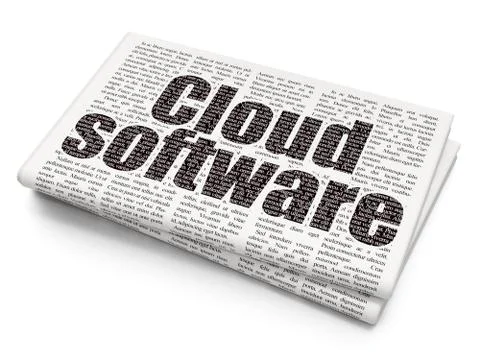 Cloud networking concept: Cloud Software on Newspaper background 스톡 일러스트