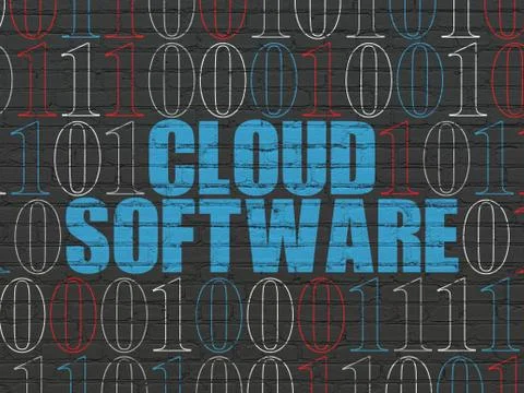 Cloud networking concept: Cloud Software on wall background Stock-Illustration