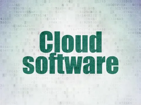 Cloud networking concept: Cloud Software on Digital Data Paper background Illustrazione stock
