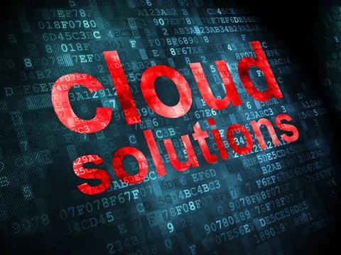 Cloud networking concept: Cloud Solutions on digital background Illustrazione stock