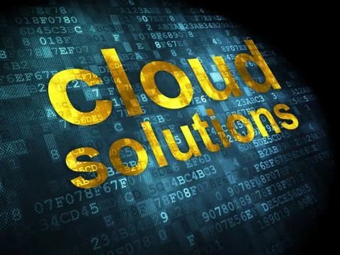 Cloud networking concept: Cloud Solutions on digital background Illustrazione stock