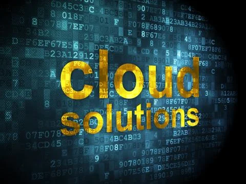 Cloud networking concept: Cloud Solutions on digital background Stock Illustration