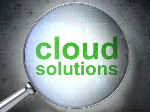 Cloud networking concept: Cloud Solutions with optical glass Stock Illustration