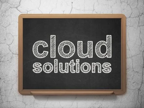 Cloud networking concept: Cloud Solutions on chalkboard background Illustrazione stock