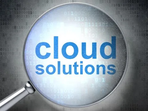 Cloud networking concept: Cloud Solutions with optical glass Stock Illustration