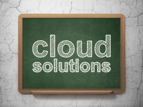Cloud networking concept: Cloud Solutions on chalkboard background Illustrazione stock