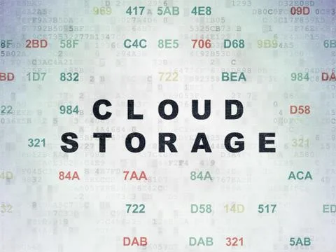 Cloud networking concept: Cloud Storage on Digital Data Paper background Illustrazione stock