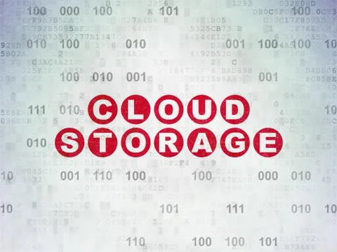 Cloud networking concept: Cloud Storage on Digital Data Paper background Illustrazione stock