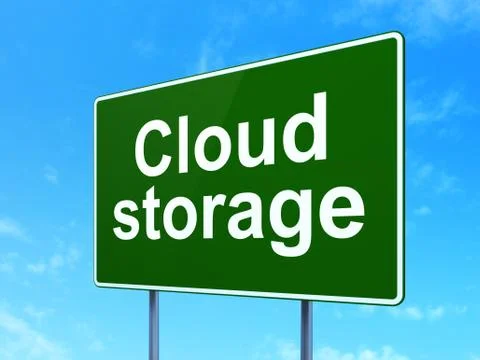Cloud networking concept: Cloud Storage on road sign background Illustrazione stock