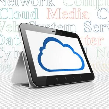 Cloud networking concept: Cloud on Tablet Computer display Illustrazione stock
