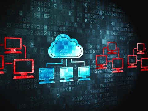 Cloud networking concept: Cloud Technology on digital background Illustrazione stock