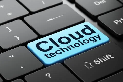 Cloud networking concept: Cloud Technology on computer keyboard background Stock Illustration
