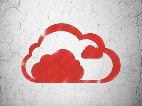 Cloud networking concept: Cloud on wall background Illustrazione stock