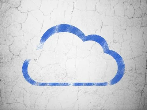 Cloud networking concept: Cloud on wall background Illustrazione stock