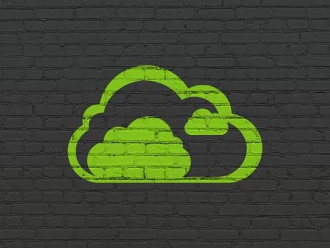 Cloud networking concept: Cloud on wall background Stock Illustration