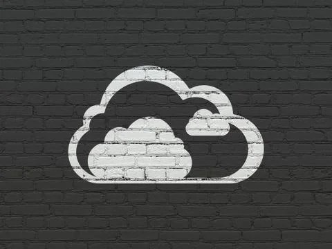 Cloud networking concept: Cloud on wall background Stock Illustration