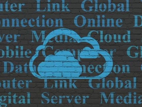 Cloud networking concept: Cloud on wall background Illustrazione stock