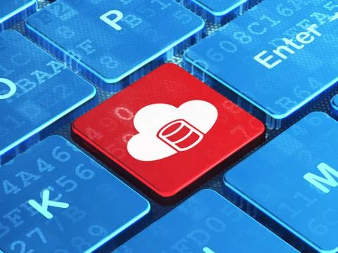 Cloud networking concept: Database With Cloud on computer keyboard background Stock Illustration
