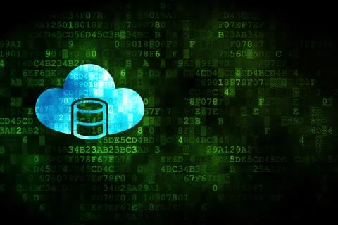 Cloud networking concept: Database With Cloud on digital background 库存插图