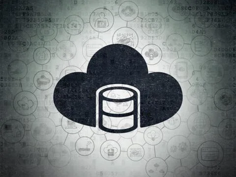 Cloud networking concept: Database With Cloud on Digital Data Paper background Illustrazione stock