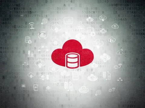 Cloud networking concept: Database With Cloud on Digital Data Paper background Illustrazione stock