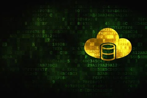 Cloud networking concept: Database With Cloud on digital background Illustrazione stock