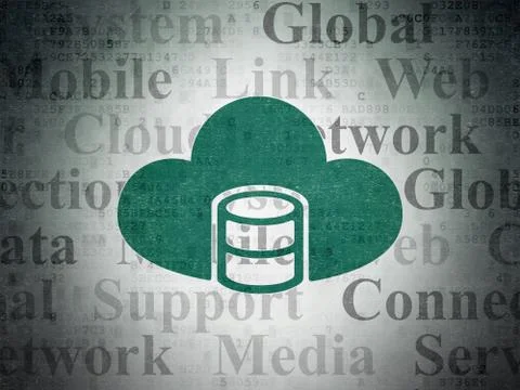 Cloud networking concept: Database With Cloud on Digital Data Paper background Illustrazione stock