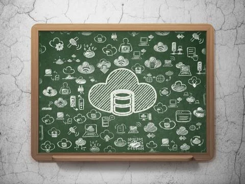 Cloud networking concept: Database With Cloud on School board background 스톡 일러스트