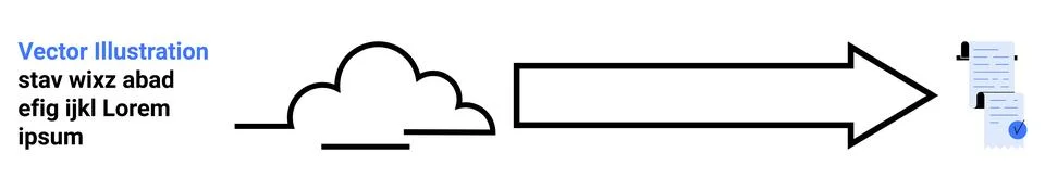 Cloud Networking Concept with Documents and Arrow for Data Transfer Stockillustratie