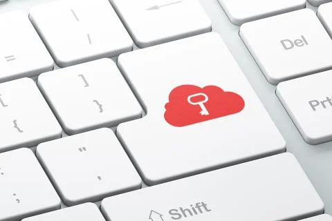 Cloud networking concept: Key on computer keyboard background Stock Illustration