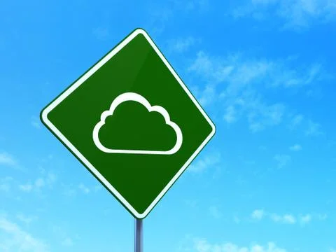 Cloud networking concept: road sign background Stock Illustration