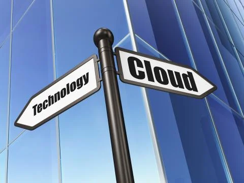 Cloud networking concept: sign Cloud Technology on Building background Stock Illustration