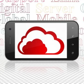 Cloud networking concept: Smartphone with Cloud on display イラスト素材