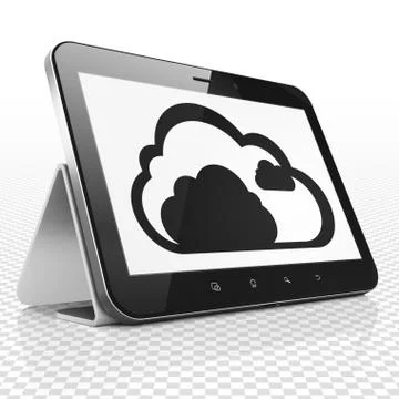 Cloud networking concept: Tablet Computer with Cloud on display Stock Illustration
