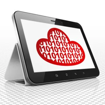 Cloud networking concept: Tablet Computer with Cloud With Code on display Stock Illustration