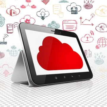 Cloud networking concept: Tablet Computer with Cloud on display Stock Illustration